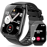 Smartwatch Damen Herren, 1,85'Zoll HD Touchscreen Smart Watch mit Bluetooth Anrufe, 112 Sportmodi Fitnessuhr, Herzfrequenzmonitor Schlafmonitor Schrittzähler, IP68 Wasserdicht für iOS Android, Schwarz