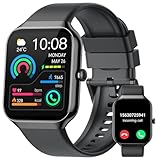 Smartwatch Damen Herren mit Telefonfunktion, 1.96' Fitnessuhr mit Herzfrequenz SpO2 Schlafmonitor Schrittzähler Uhr IP68 Wasserdicht Smart Watch mit 113+Sportmodi, Sportuhr für Android iOS-2024 Neue